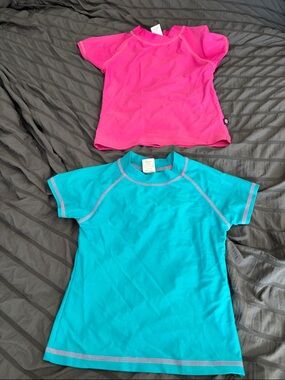 City Threads Girls Swim Rashguards in Hot Pink and Teal